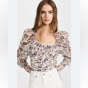 ✅Free People Blouse Brunch Date Bodysuit in Ivory Combo